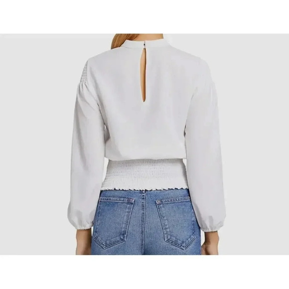 ALC Rose Long Sleeve Smocked Top in White Size 2 - Picture 2 of 9